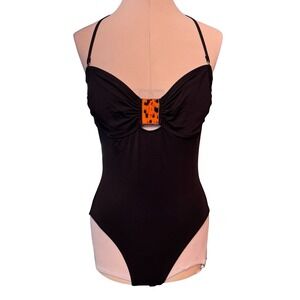 Hermanny by ViX Swimsuit Womens Size 8 Bandeau One Piece Tortoise‎ Accent USA